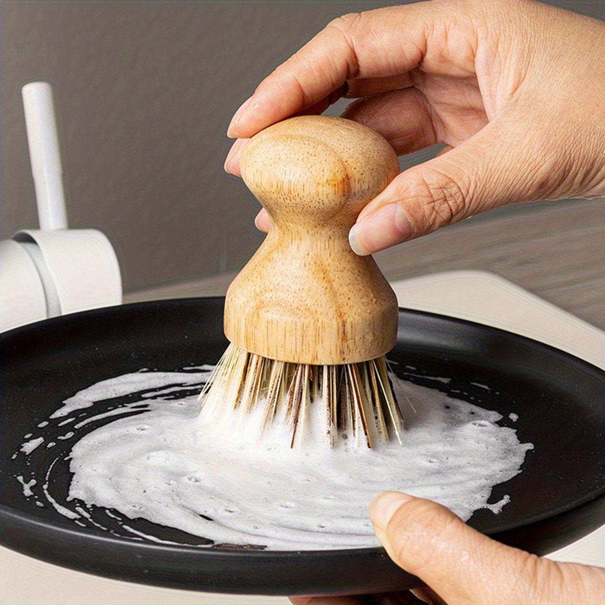 1pc Solid Wood Dishwashing Bru - огляд і ціна Wood Stain Brush